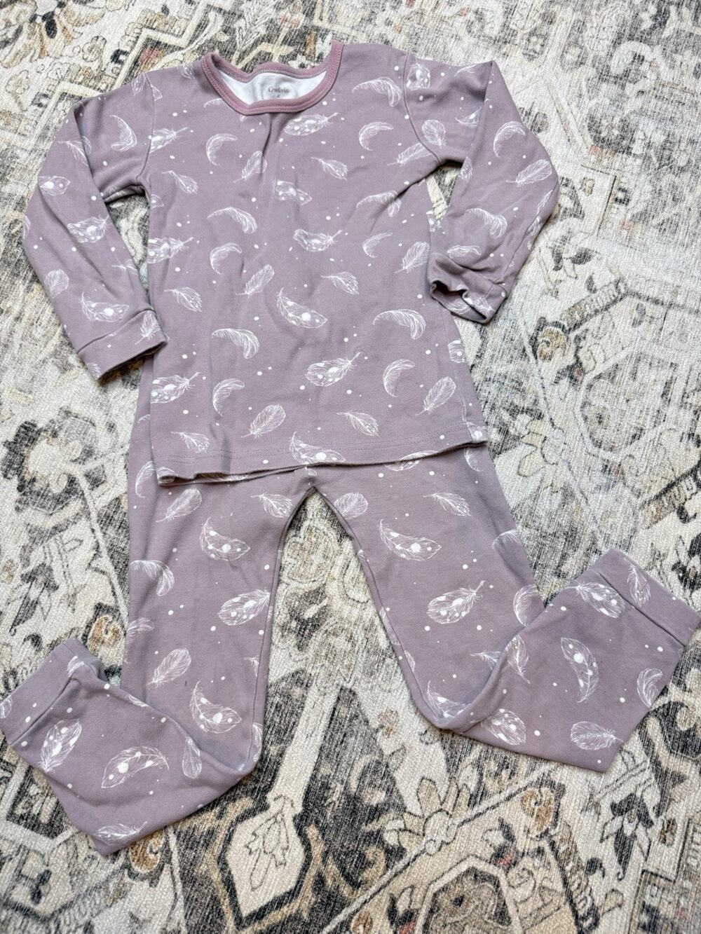 Girls Owlivia Organic Cotton 2 Piece Pajama Set Size 6 Mauve Soft Sleeping